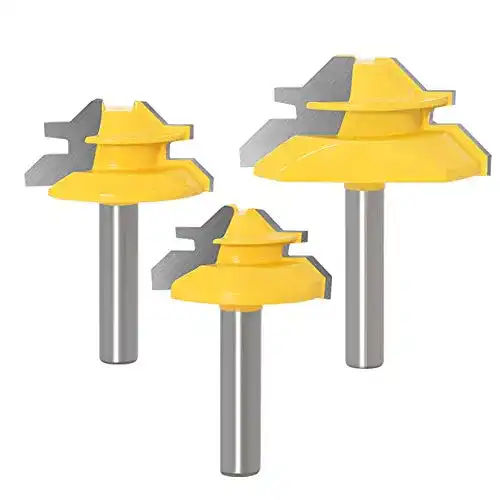 Verleimfräser WSOOX 45 Grad Gehrung Fräse Set, 3 Stück 8mm