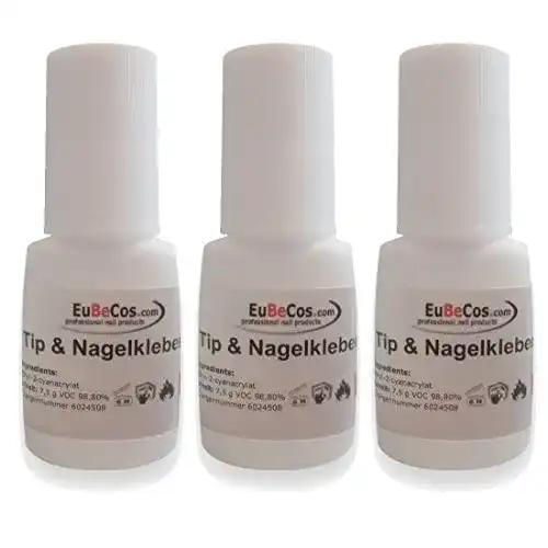 Nagelkleber EuBeCos 3x Sekunden Tip Kleber 7,5g mit Pinsel