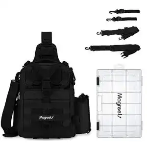 Angelrucksack mit Rutenhalter Gonex mit Angelkoffer