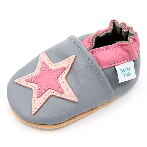 Krabbelschuhe Dotty Fish Weiche Lederschuhe, 0-6 Monate