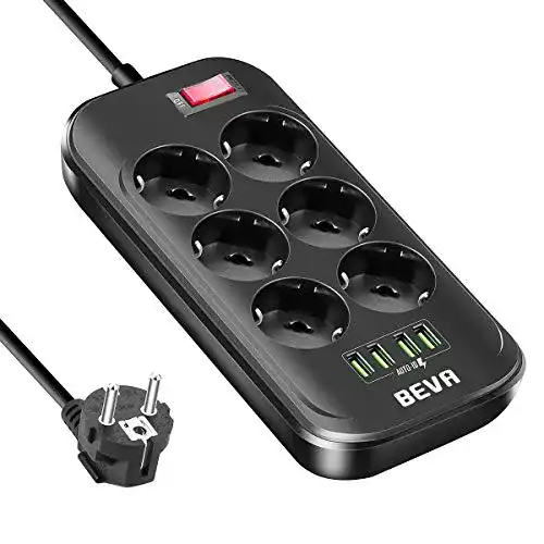 6-fach-Steckdosenleiste BEVA 6 Fach Steckdosenleiste, mit USB