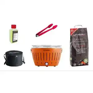 Kleiner Holzkohlegrill LotusGrill Starter-Set mit USB-Anschluß