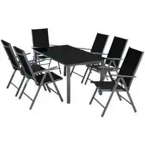 Gartenmöbel-Set TecTake 800355 Aluminium 6+1 Sitzgarnitur Set