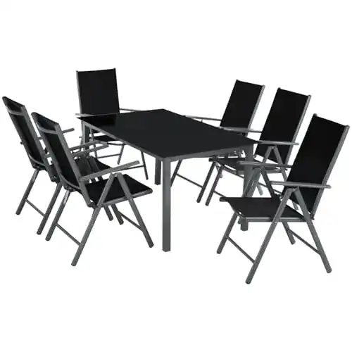 Gartenmöbel-Set TecTake 800355 Aluminium 6+1 Sitzgarnitur Set