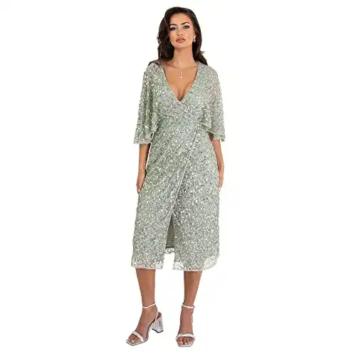 Cocktailkleid Maya Deluxe Womens Midi Dress Ladies Sequin