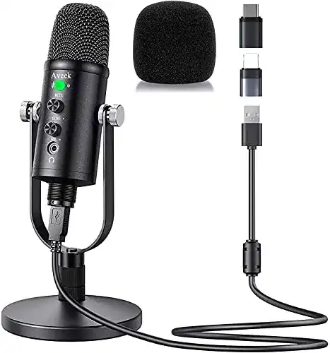 Handy-Mikrofon Aveek USB, für PC und Telefon, Kondensator