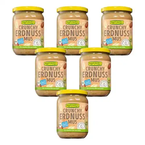Erdnussmus Rapunzel Bio Crunchy mit Salz 6 x 500 g