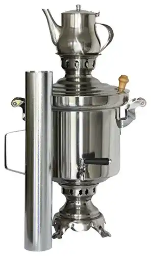 Samowar Legro Russischer/Türkischer Edelstahl Holzkohle 5 Liter