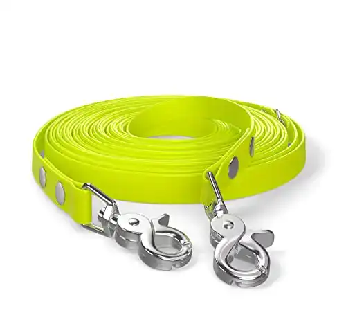 Schleppleine 10 m SNOOT, 2 Karabiner & D-Ring, Neon-Gelb