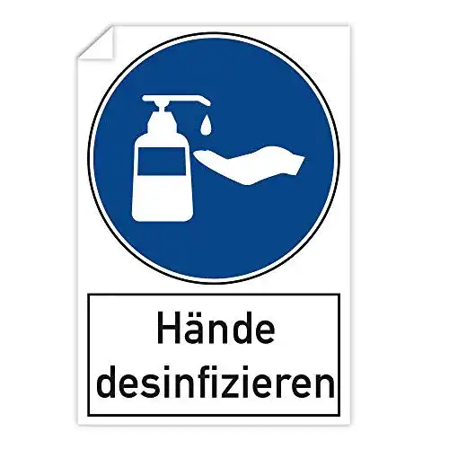 Aufkleber Hände desinfizieren STEMPEL-FABRIK 3 Stück Aufkleber