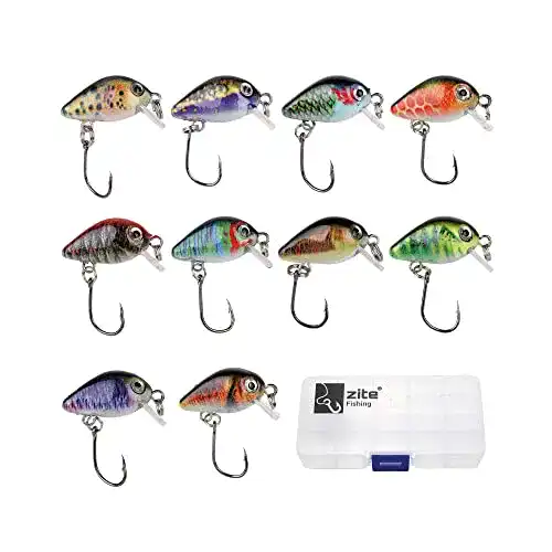Forellenwobbler Zite Fishing Mini-Wobbler Set – 10 Ultra-Light Kunst-Köder Box Forelle Barsch