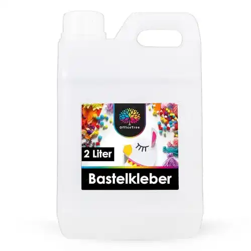Bastelkleber OfficeTree Transparent Trocknend, 2 Liter Bastel Kleber