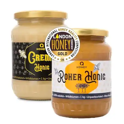 Roher Honig Q honey Reiner wald und Feld 100% Natürlich, 1 kg