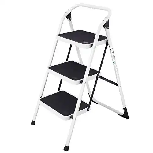 Stufenstehleiter COSTWAY Trittleiter Klappleiter, Metall, 3-Stufen