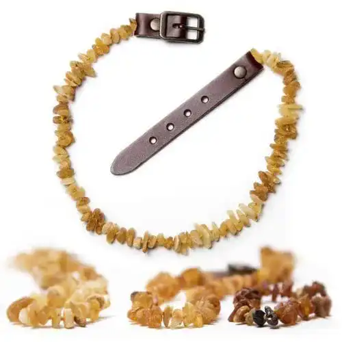 Bernstein-Halsband Hund ChronoBalance ® Leder-Verschluss