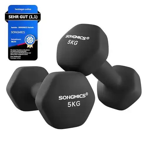 Hanteln (5 kg) SONGMICS Kurzhanteln, 2er Set, 5 kg, Krafttraining