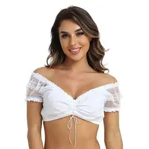 Dirndlbluse V-Ausschnitt Jecarden Trachten Dirndlbluse Spitze