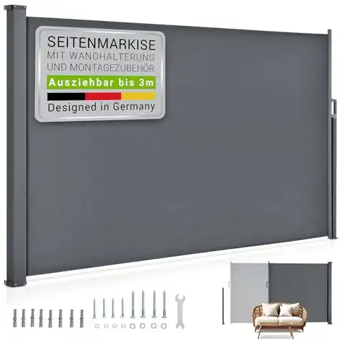 Sichtschutz Juskys Seitenmarkise Dubai 180 x 300 cm ausziehbar