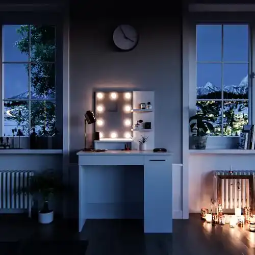 Schminktisch Vicco LED Julia mit Beleuchtung und Hocker