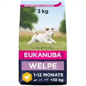 Welpenfutter Eukanuba mit frischem Huhn für kleine Rassen, 3 kg