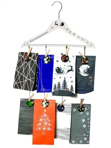 Adventskalender Säckchen endlosschenken, Strickleiter aus Holz