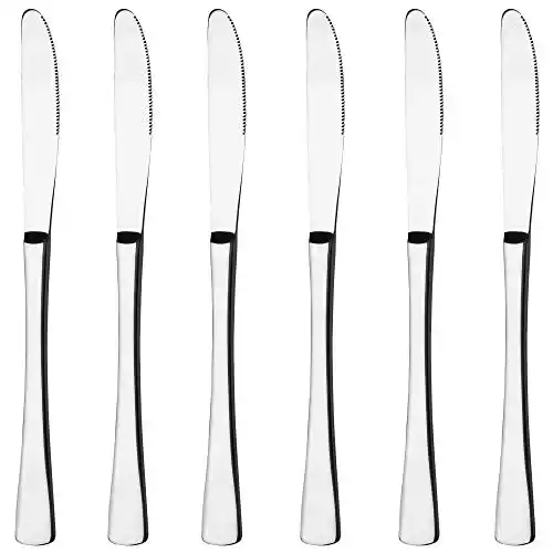 Tafelmesser GRÄWE aus Edelstahl, 6er Messer Set, Wellenschliff