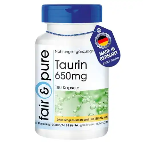 Taurin Fair & Pure Kapseln 650mg, vegan, 180 Kapseln