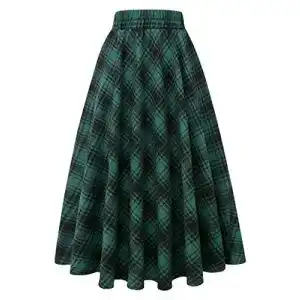 Faltenrock IDEALSANXUN Plaid Rock Elastische Taille A-Linie