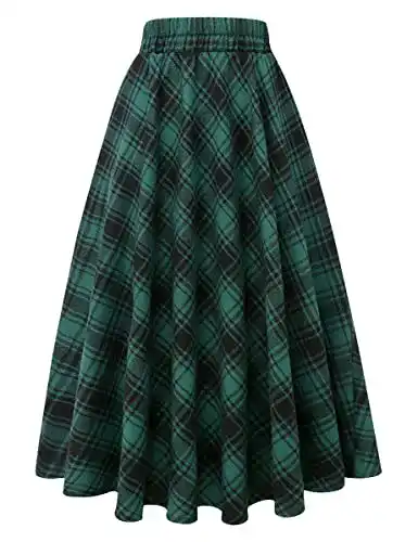 Faltenrock IDEALSANXUN Plaid Rock Elastische Taille A-Linie