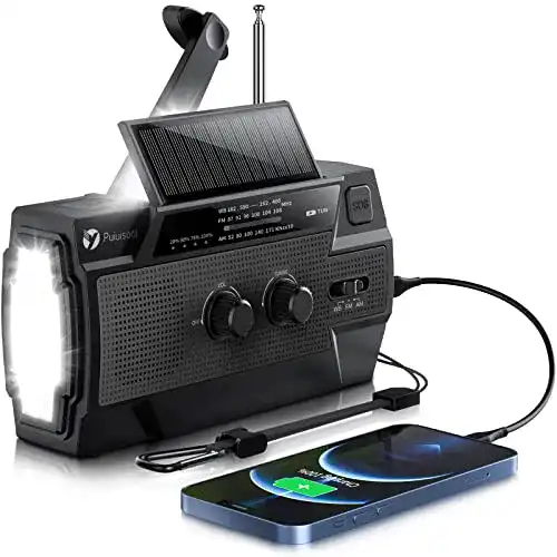 Kurbel-Laterne Puiuisoul Notfall-Handkurbel-Radio, 4000 mAh