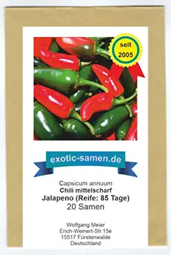 Jalapeno-Samen exotic-samen Mittelscharfes Chili, 20 Samen