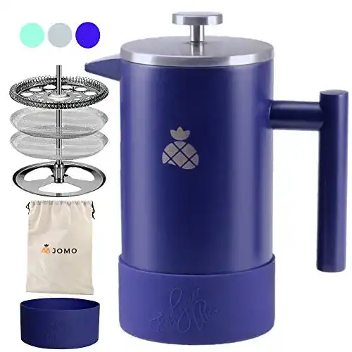 French-Press Edelstahl JOMO mit Silikonhülle und Reisetasche