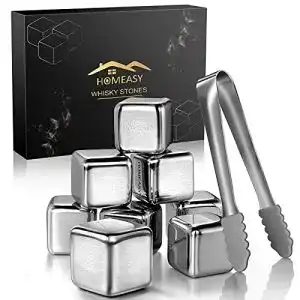 Edelstahl-Eiswürfel homeasy Whisky Steine SET inkl. Zange 8er