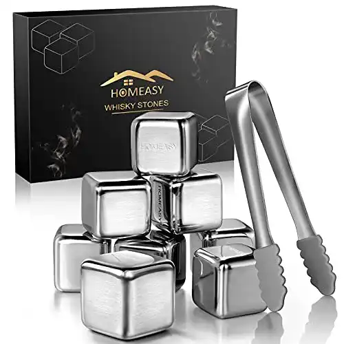 Edelstahl-Eiswürfel homeasy Whisky Steine SET inkl. Zange 8er