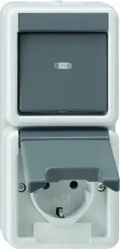Gira-Schalter Gira 017630 Kombination senkrecht Schuko Wechsel