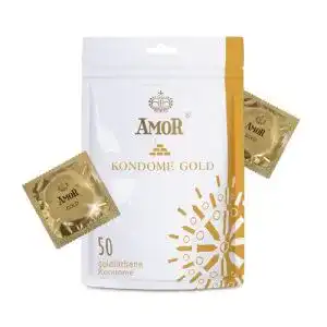 Amor-Kondom AMOR “Gold” 50er Pack goldfarben, gefühlsecht