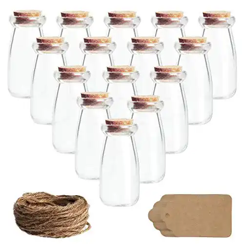 Glasfläschchen BELLE VOUS Mini mit Korken, Etiketten