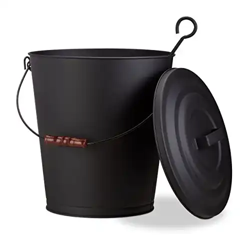 Ascheeimer Relaxdays mit Deckel, Stahl Kohleeimer mit 24 L