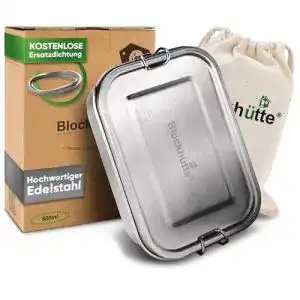Brotdose Metall Blockhütte Premium Edelstahl Brotdose 800ml
