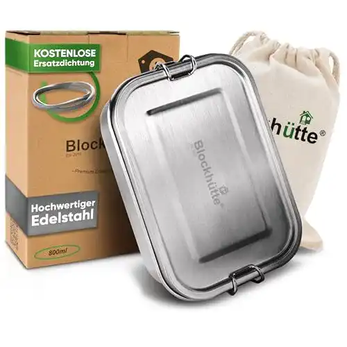 Brotdose Metall Blockhütte Premium Edelstahl Brotdose 800ml