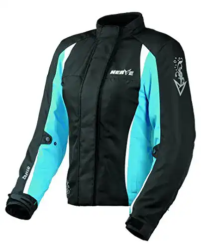 Motorradjacke Nerve Unique Star Damen, Schwarz/Blau, 42