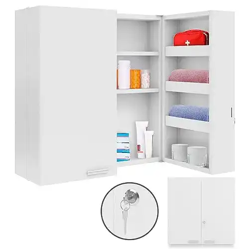 Medizinschrank Jago ® Abschließbar, 11 Fächer, XXL, Stahl, 2 Türen