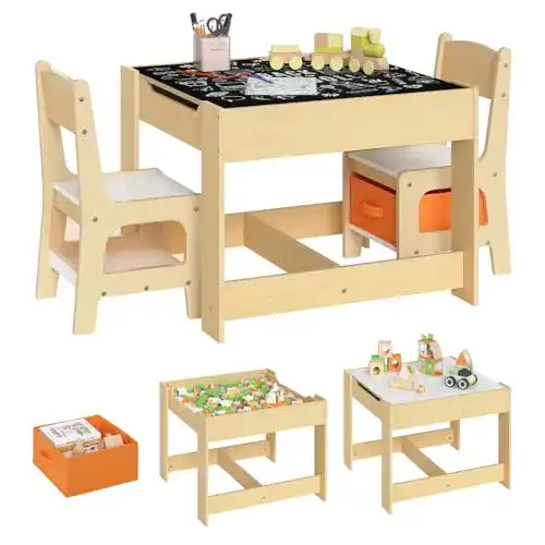 Kindersitzgruppe WOLTU 3tlg. Kindertisch mit 2 Stühle Sitzgruppe