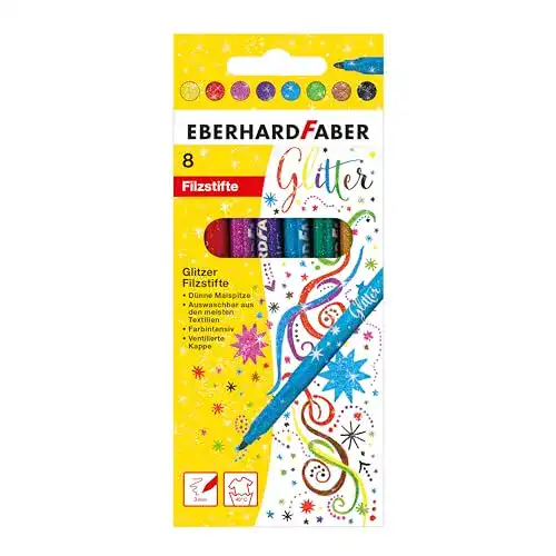 Glitzerstifte Eberhard Faber 551008 Glitzer Filzstifte in 8 Farben