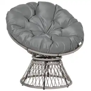 Papasansessel Outsunny Korbsessel Sessel mit Polster 360 Grad