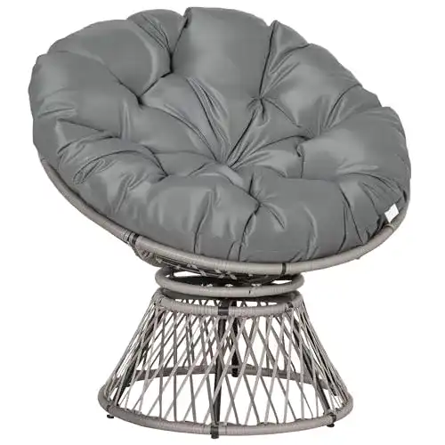 Papasansessel Outsunny Korbsessel Sessel mit Polster 360 Grad