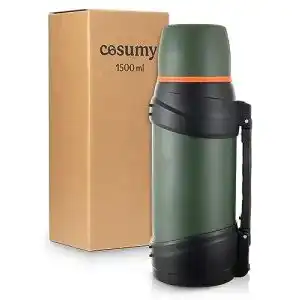 Edelstahl-Trinkflasche 1,5 Liter Cosumy mit Becher für Unterwegs