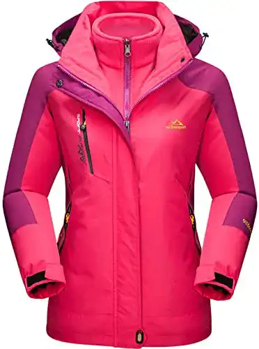 3-in-1-Jacke TACVASEN Damen 3-in-1 Jacke Wasserdicht Fleece