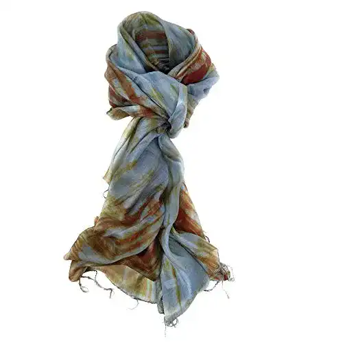 Seidenschal MILLIE & BOO Blau und Braun Damen, 100% Seide
