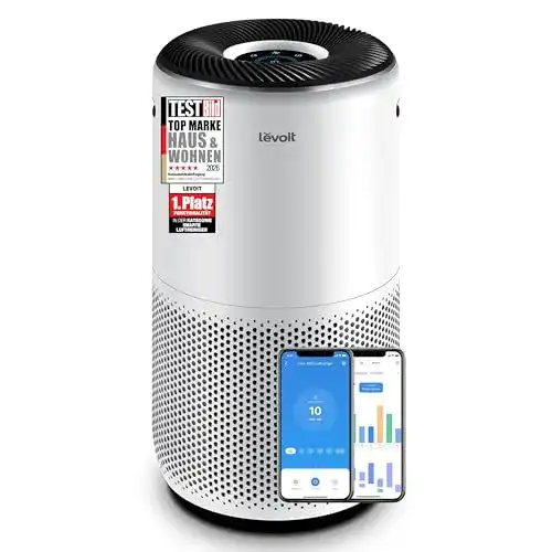 HEPA-Luftreiniger Levoit Luftreiniger Smart Air Purifier mit Luftqualitätssensor und Alexa,H13 HEPA Filter gegen 99,97% von Staub Pollen Rauch für Allergiker,4 Lüfterstufen PM2,5 Anzeige Nachtmodus Timer,bis zu 83㎡